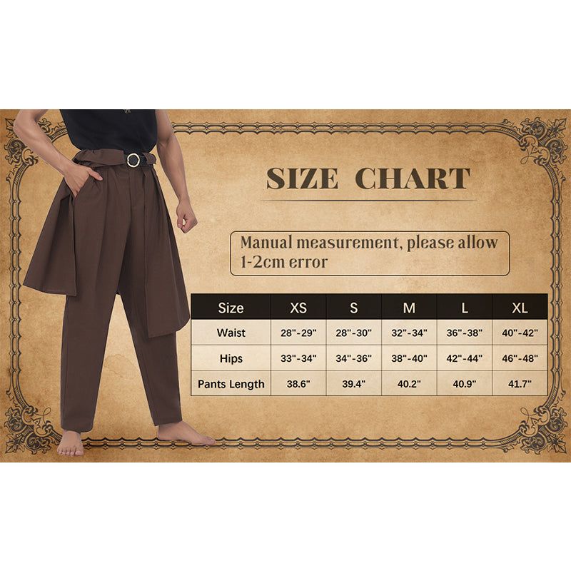 Men Medieval Pants Viking Steampunk Renaissance Gothic Pirate Trousers With Belt Cosplay Costumes For Party Daily-wear