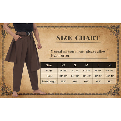 Men Medieval Pants Viking Steampunk Renaissance Gothic Pirate Trousers With Belt Cosplay Costumes For Party Daily-wear