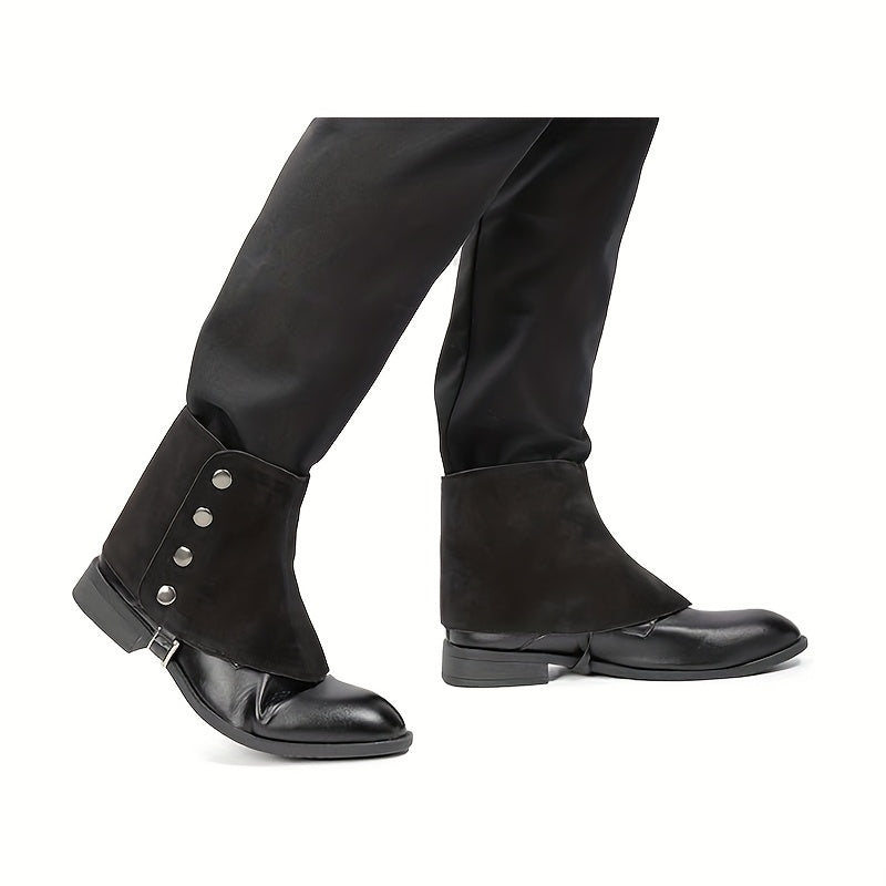 Men Medieval Pirate Boot Covers Renaissance Steampunk Faux Leather Retro Short Gaiters Spats With Rivets Costume Accessories