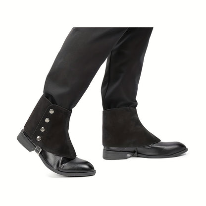 Men Medieval Pirate Boot Covers Renaissance Steampunk Faux Leather Retro Short Gaiters Spats With Rivets Costume Accessories