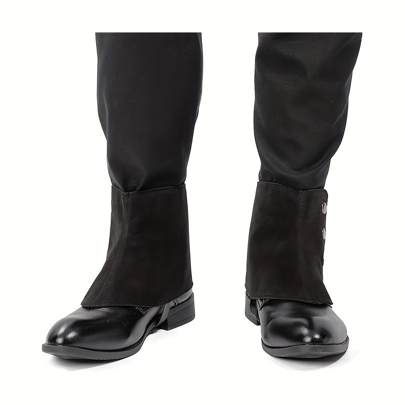 Men Medieval Pirate Boot Covers Renaissance Steampunk Faux Leather Retro Short Gaiters Spats With Rivets Costume Accessories