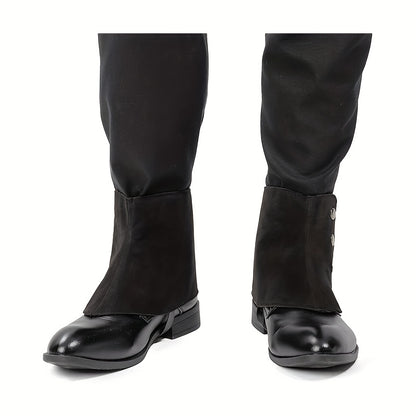 Men Medieval Pirate Boot Covers Renaissance Steampunk Faux Leather Retro Short Gaiters Spats With Rivets Costume Accessories