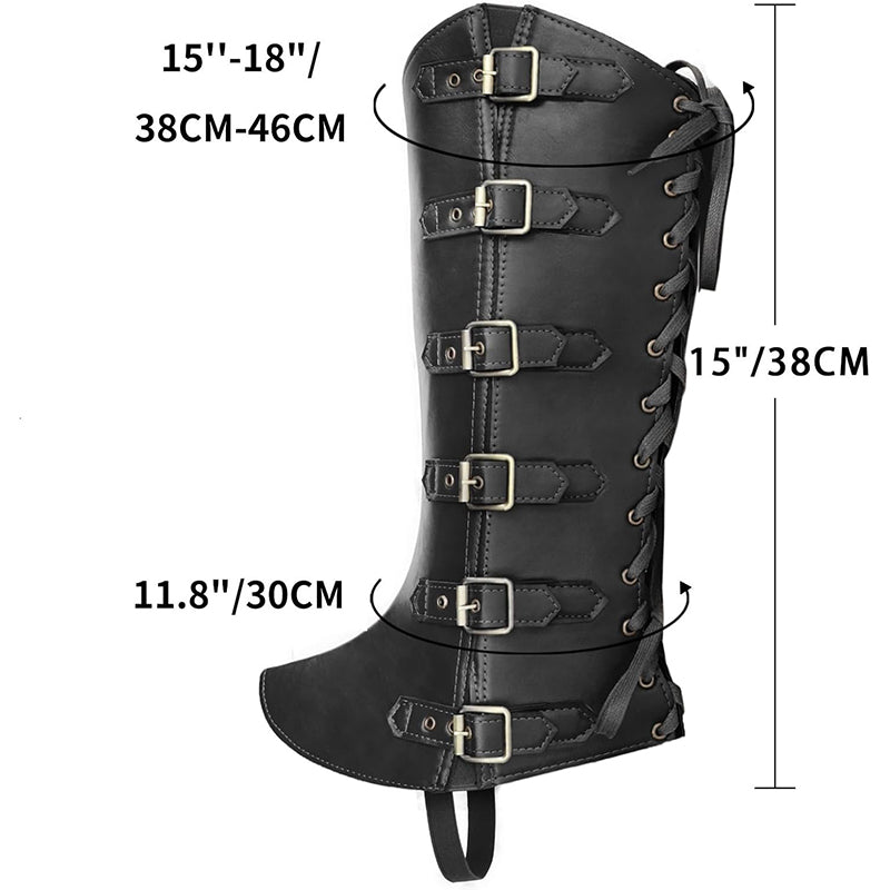 Men Medieval Pirate Boots Covers Faux Leather Steampunk Leg Guards Renaissance Leg Covers Costume Accessories