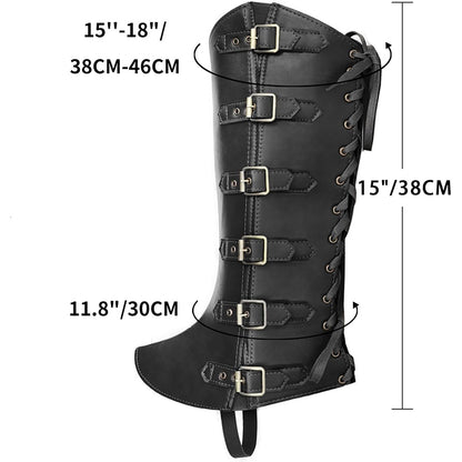 Men Medieval Pirate Boots Covers Faux Leather Steampunk Leg Guards Renaissance Leg Covers Costume Accessories