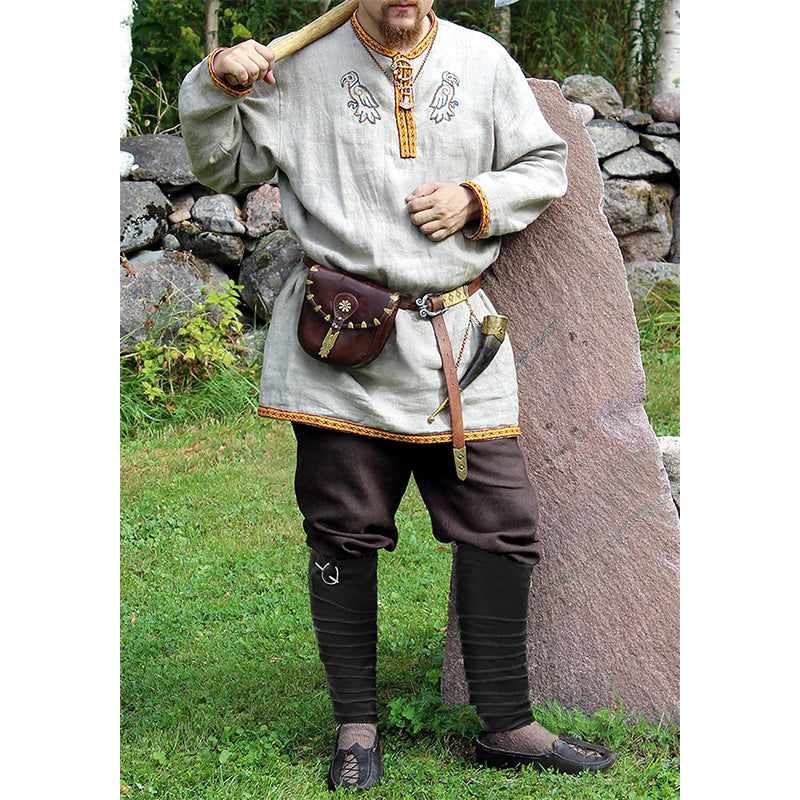 Men Medieval Pirate Leg Wraps With Brooch Pins Renaissance Leg Covers Cosplay Costume Accessories For Party Halloween Daily Wear