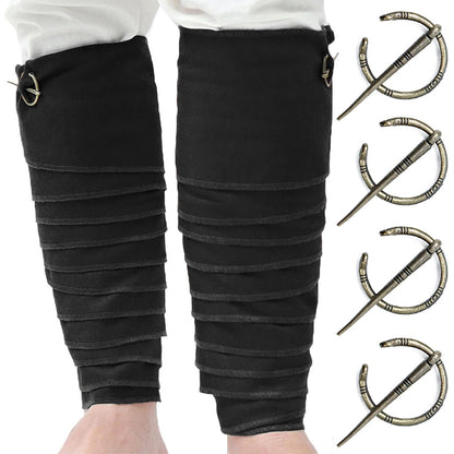 Men Medieval Pirate Leg Wraps With Brooch Pins Renaissance Leg Covers Cosplay Costume Accessories For Party Halloween Daily Wear