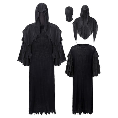 Men Medieval Renaissance Cape Scary Grim Reaper Ghost Robe Gothic Witch Cosplay Hooded Cloak For Halloween Party