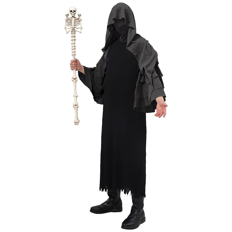 Men Medieval Renaissance Cape Scary Grim Reaper Ghost Robe Gothic Witch Cosplay Hooded Cloak For Halloween Party