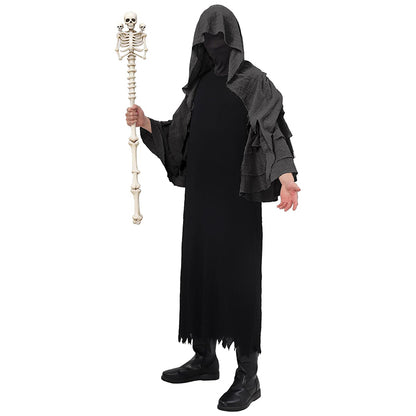 Men Medieval Renaissance Cape Scary Grim Reaper Ghost Robe Gothic Witch Cosplay Hooded Cloak For Halloween Party