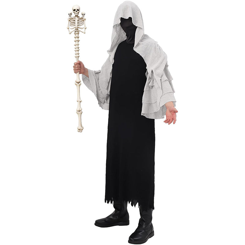 Men Medieval Renaissance Cape Scary Grim Reaper Ghost Robe Gothic Witch Cosplay Hooded Cloak For Halloween Party