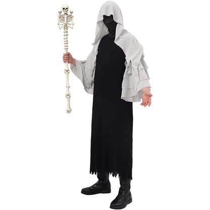 Men Medieval Renaissance Cape Scary Grim Reaper Ghost Robe Gothic Witch Cosplay Hooded Cloak For Halloween Party
