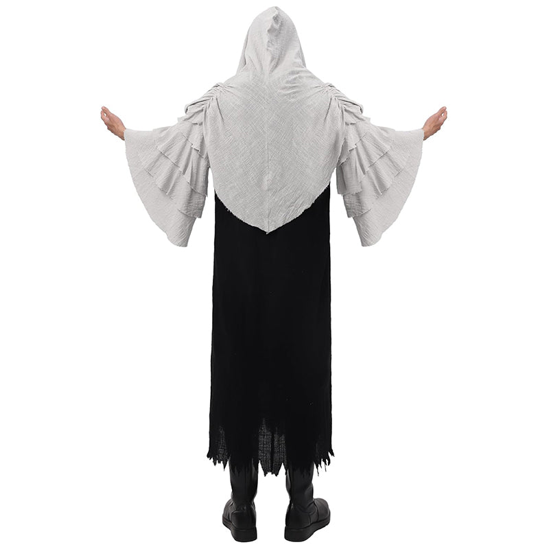 Men Medieval Renaissance Cape Scary Grim Reaper Ghost Robe Gothic Witch Cosplay Hooded Cloak For Halloween Party