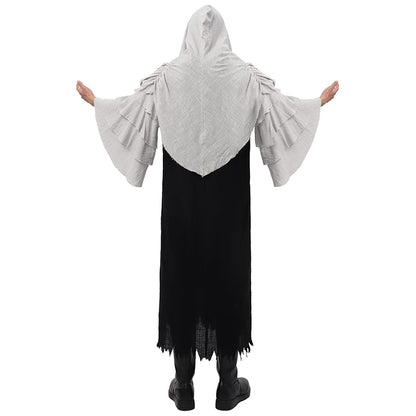 Men Medieval Renaissance Cape Scary Grim Reaper Ghost Robe Gothic Witch Cosplay Hooded Cloak For Halloween Party