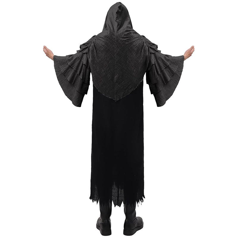 Men Medieval Renaissance Cape Scary Grim Reaper Ghost Robe Gothic Witch Cosplay Hooded Cloak For Halloween Party