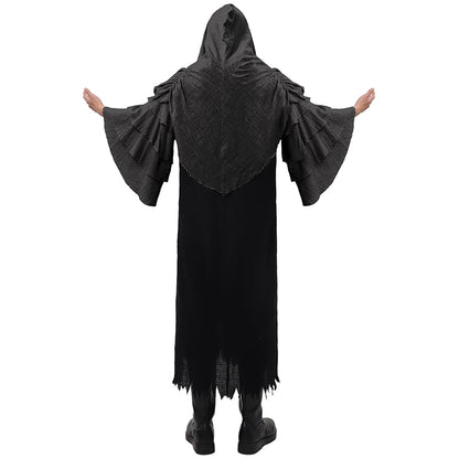 Men Medieval Renaissance Cape Scary Grim Reaper Ghost Robe Gothic Witch Cosplay Hooded Cloak For Halloween Party