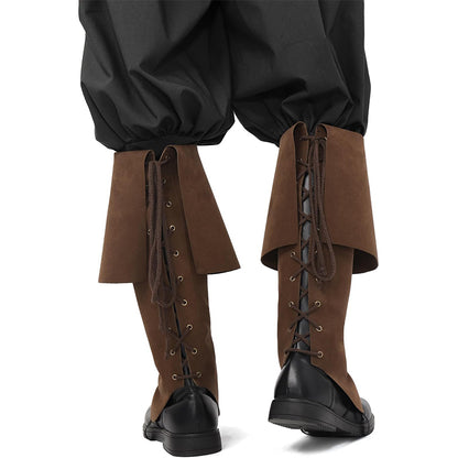 Men Medieval Renaissance Pirate Boot Covers Ren Faire Cosplay Boots Covers Leg Guards Cosplay Costume Accessories