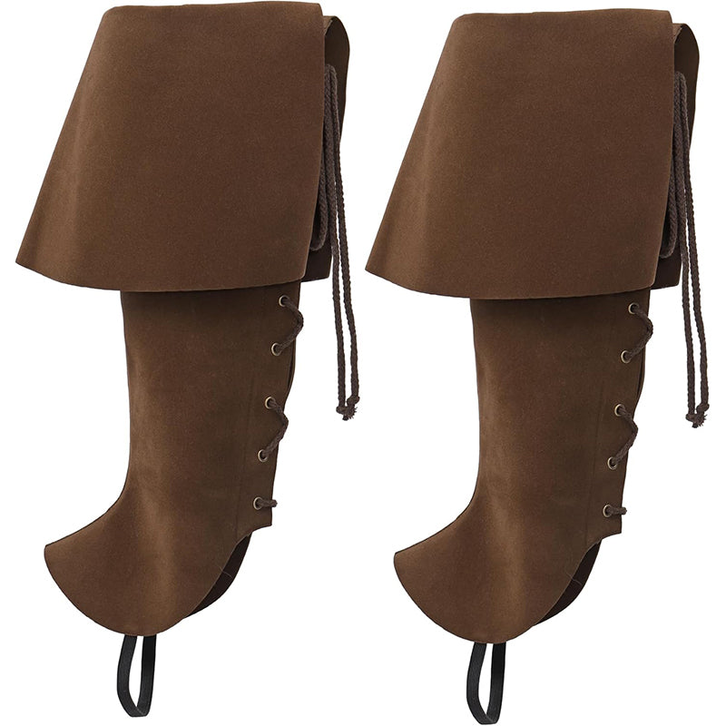 Men Medieval Renaissance Pirate Boot Covers Ren Faire Cosplay Boots Covers Leg Guards Cosplay Costume Accessories