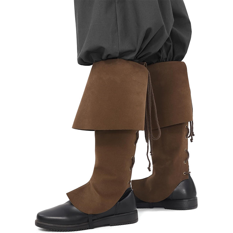 Men Medieval Renaissance Pirate Boot Covers Ren Faire Cosplay Boots Covers Leg Guards Cosplay Costume Accessories