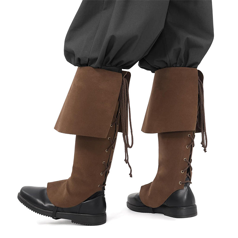 Men Medieval Renaissance Pirate Boot Covers Ren Faire Cosplay Boots Covers Leg Guards Cosplay Costume Accessories