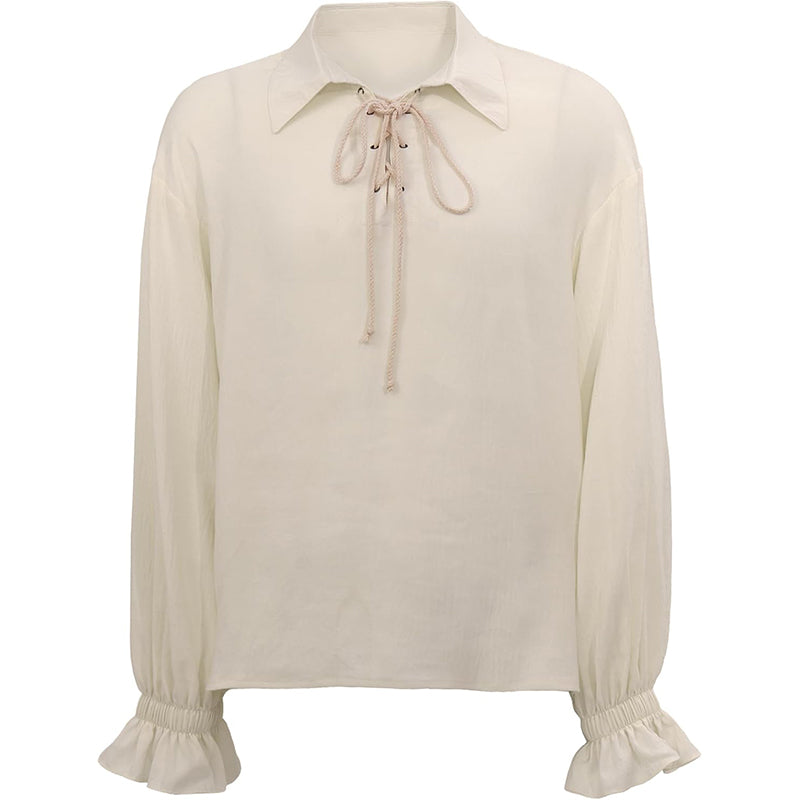 Men Medieval Renaissance Pirate Vampire Gothic Shirt Victorian Top V-neck Lantern Long Sleeves Shirt Cosplay Costume Shirt