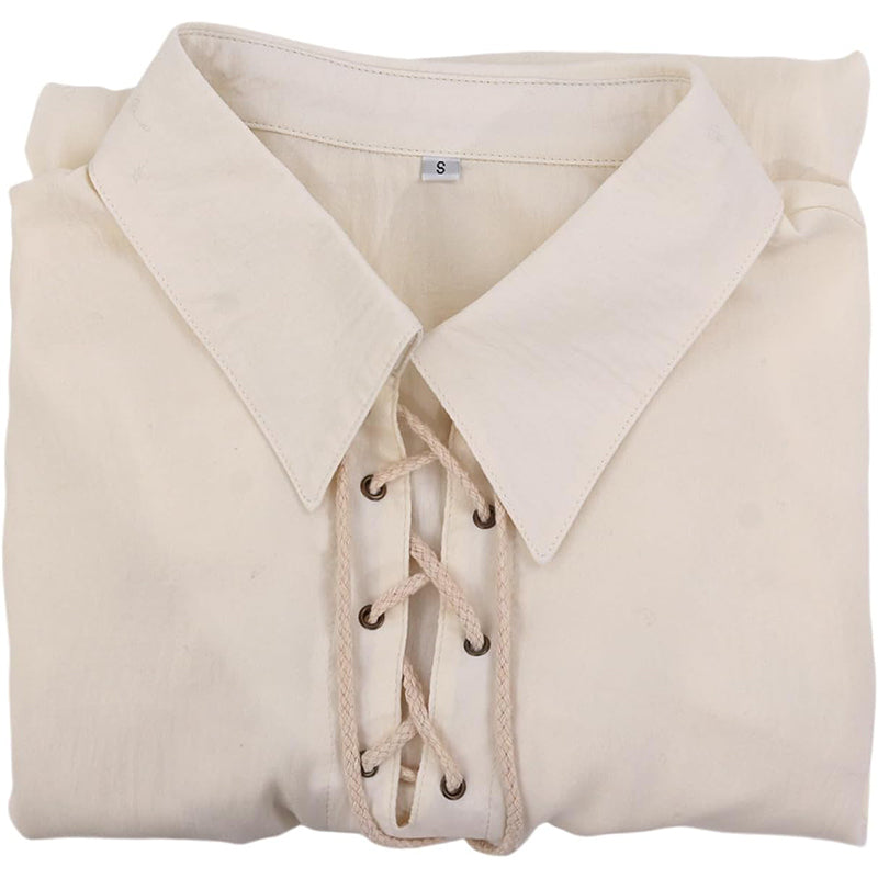 Men Medieval Renaissance Pirate Vampire Gothic Shirt Victorian Top V-neck Lantern Long Sleeves Shirt Cosplay Costume Shirt