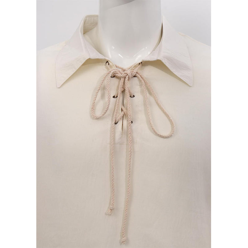 Men Medieval Renaissance Pirate Vampire Gothic Shirt Victorian Top V-neck Lantern Long Sleeves Shirt Cosplay Costume Shirt