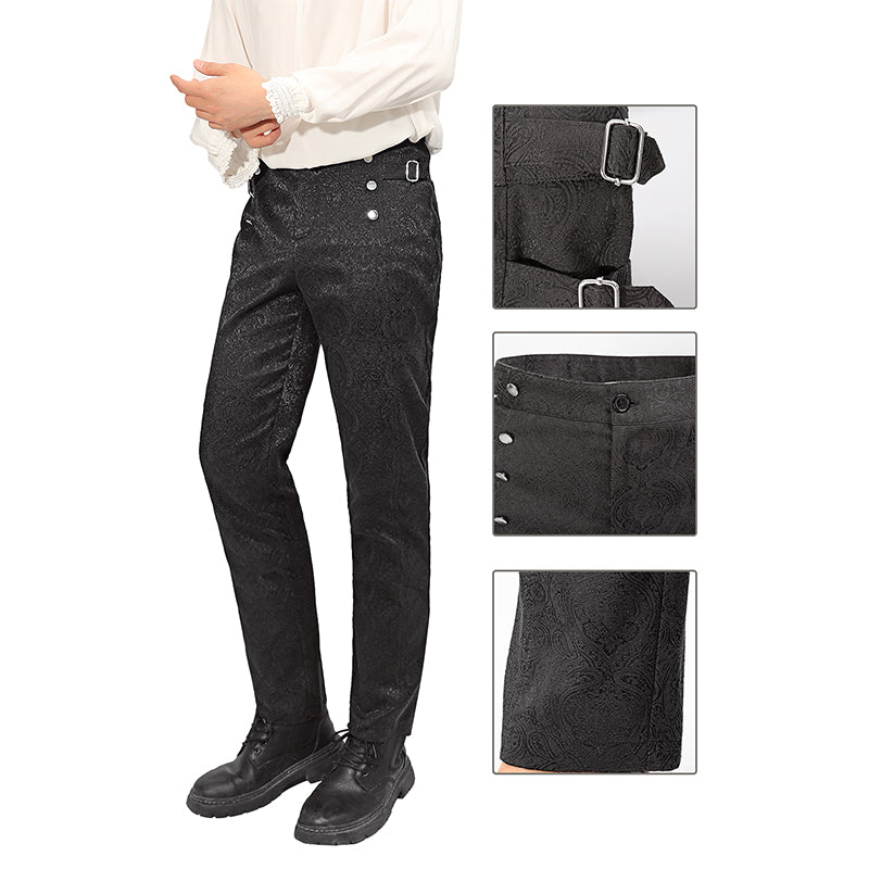 Men Medieval Renaissance Steampunk Gothic Vampire Pants Trousers Victorian Vintage Floral Pants Cosplay Costume Trousers