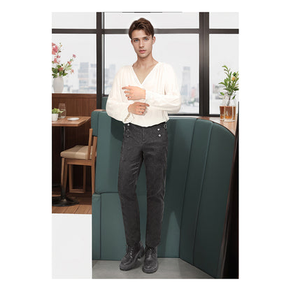 Men Medieval Renaissance Steampunk Gothic Vampire Pants Trousers Victorian Vintage Floral Pants Cosplay Costume Trousers