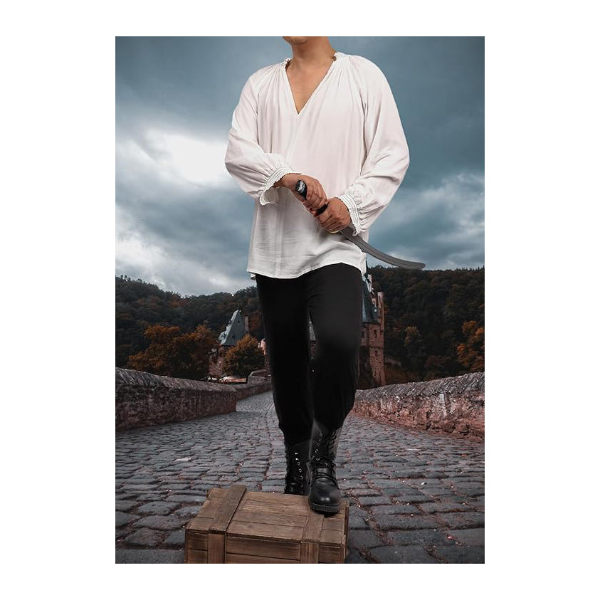 Medieval Shirt for Men, Ruffled Knight Pirate Tunic Shirt Victorian Blouse