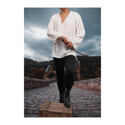 Medieval Shirt for Men, Ruffled Knight Pirate Tunic Shirt Victorian Blouse