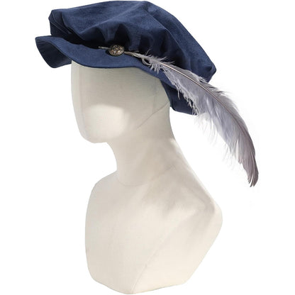 Men Medieval Tudor Hat Renaissance Beret Hat With Feather Cosplay Cap Hat Costume Accessories