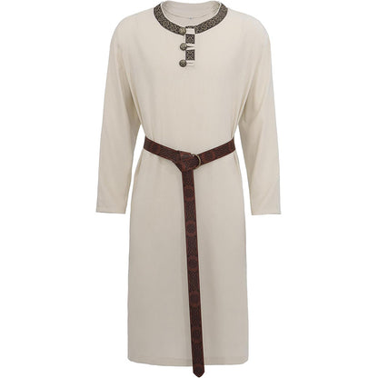 Men Medieval Tunic Shirt Renaissance Long Sleeve Shirt With Belt LARP Ren Faire Cosplay Costumes