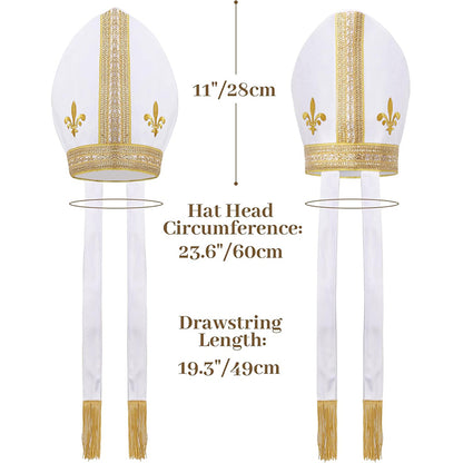 Men Pope Hat Adult Priest Headpiece Catholic Cardinal Cap Cosplay Costume Accessories
