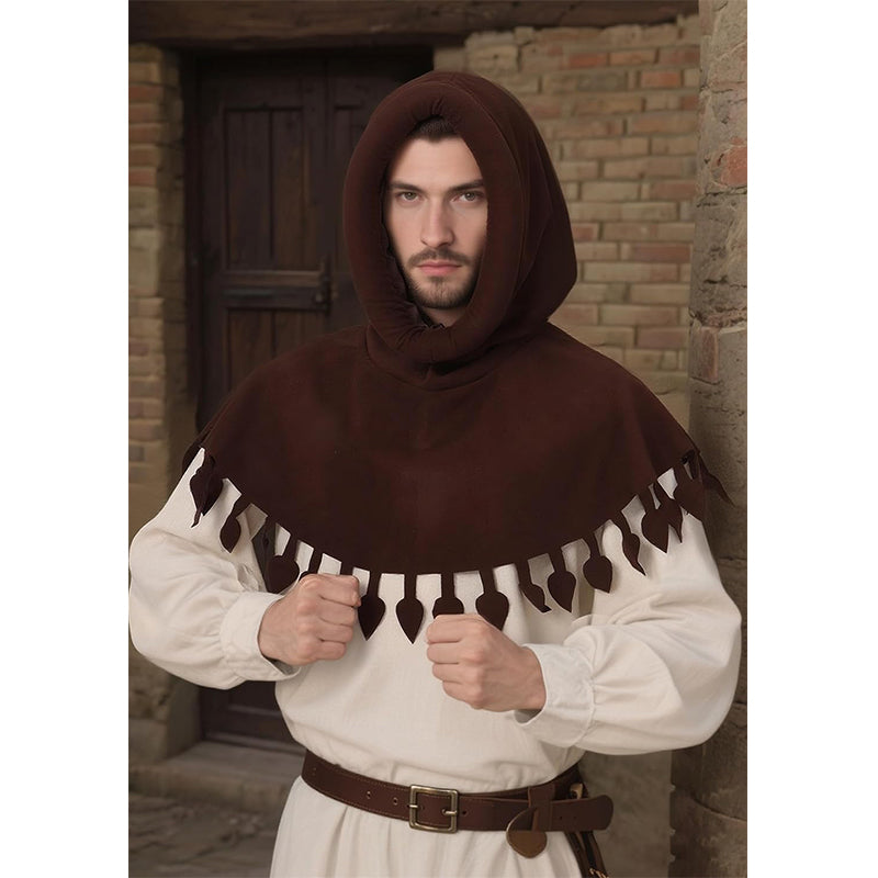 Men Renaissance Medieval Chaperon Hat Liripipe Hoods Cap With Rolled Brim Ren Faire LARP Cosplay Costume Accessories