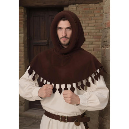 Men Renaissance Medieval Chaperon Hat Liripipe Hoods Cap With Rolled Brim Ren Faire LARP Cosplay Costume Accessories