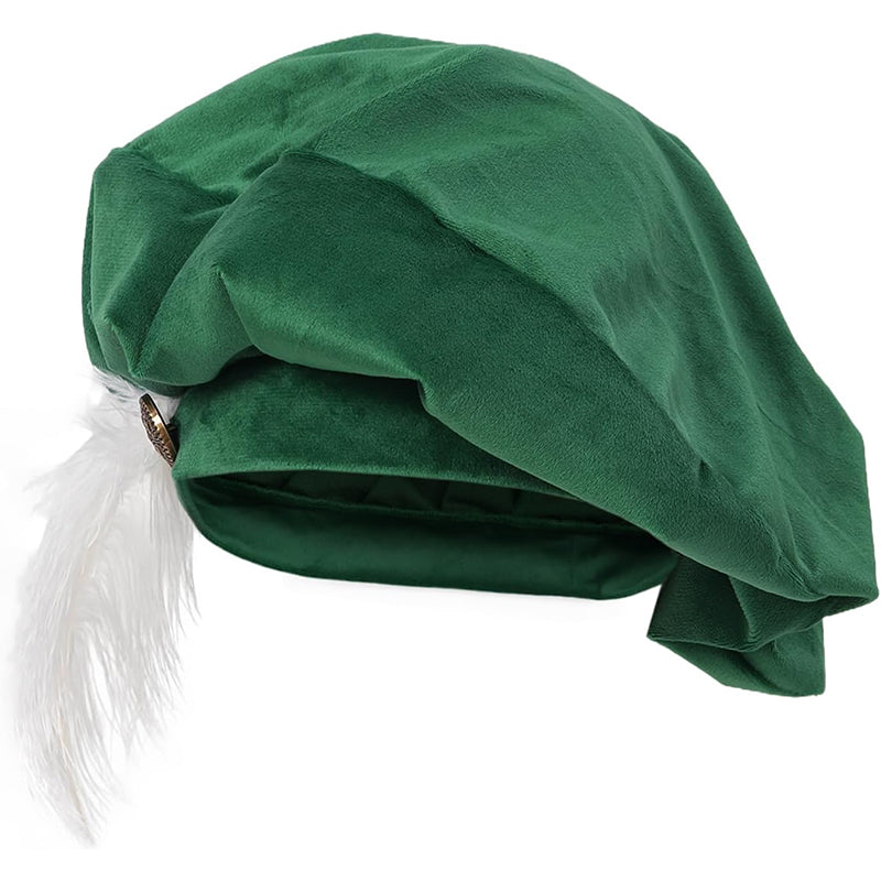 Men Renaissance Medieval Tudor Hat Beret Hat With Feather Ren Faire LARP Muffin Cap Minstrel Hat Costume Accessories