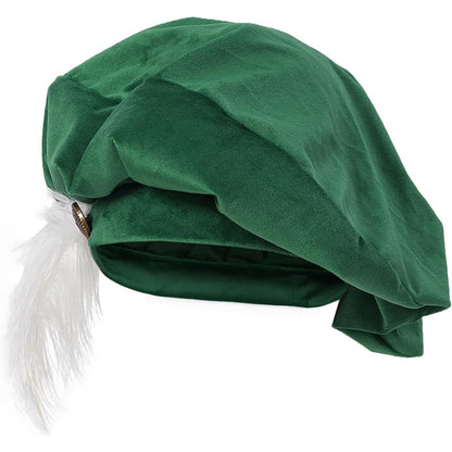 Men Renaissance Medieval Tudor Hat Beret Hat With Feather Ren Faire LARP Muffin Cap Minstrel Hat Costume Accessories