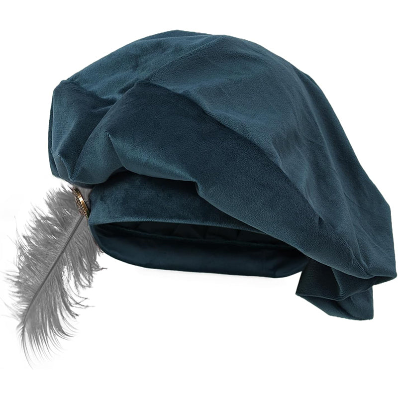 Men Renaissance Medieval Tudor Hat Beret Hat With Feather Ren Faire LARP Muffin Cap Minstrel Hat Costume Accessories