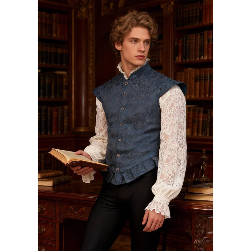 Men Renaissance Tudor Vest Medieval Victorian Elizabethan Period Noble Costume Jerkin Waistcoat For Party Daily Wear