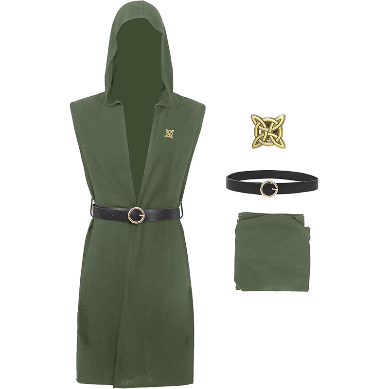 Men Renaissance Vest Medieval Hooded Surcoat LARP Sleeveless Tunic Tabard Pirate Cosplay Costumes For Halloween Party Festival