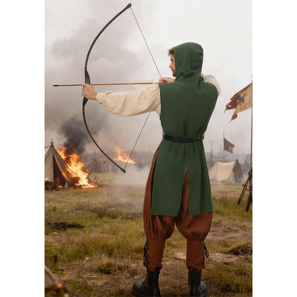 Men Renaissance Vest Medieval Hooded Surcoat LARP Sleeveless Tunic Tabard Pirate Cosplay Costumes For Halloween Party Festival