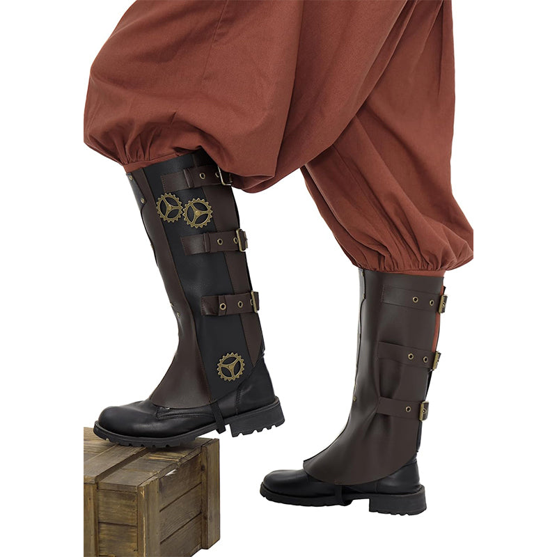 Men Steampunk Boot Covers Renaissance Pirate Leg Armors Leg Guard LARP Cosplay Costume Accessories For Party Daily Wear