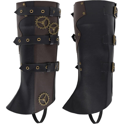 Men Steampunk Boot Covers Renaissance Pirate Leg Armors Leg Guard LARP Cosplay Costume Accessories For Party Daily Wear
