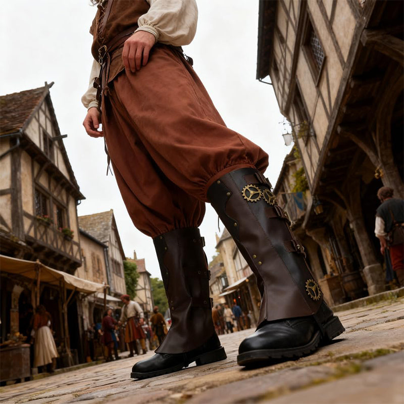 Men Steampunk Boot Covers Renaissance Pirate Leg Armors Leg Guard LARP Cosplay Costume Accessories For Party Daily Wear