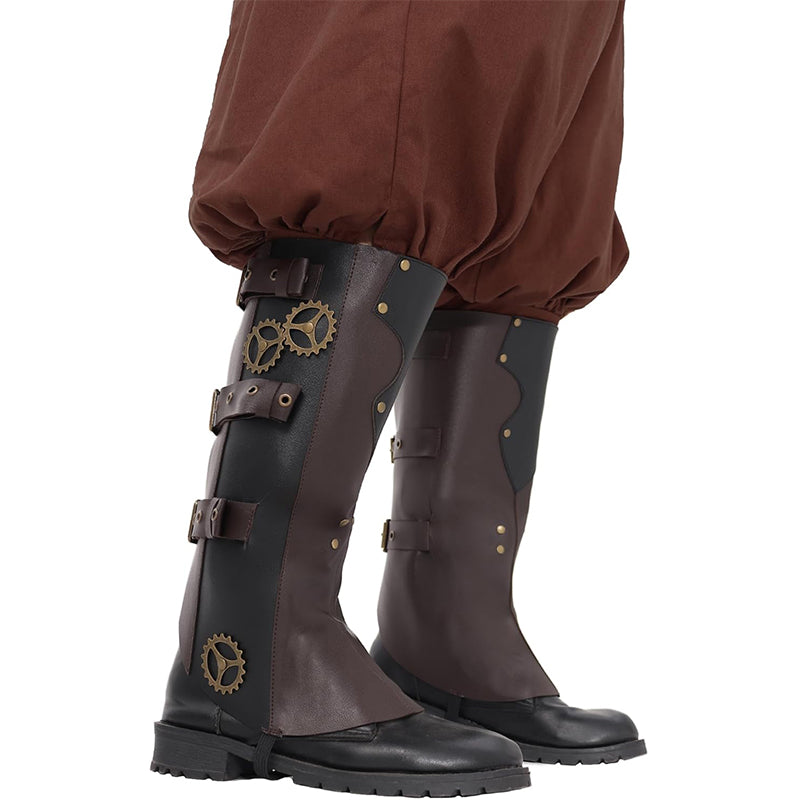 Men Steampunk Boot Covers Renaissance Pirate Leg Armors Leg Guard LARP Cosplay Costume Accessories For Party Daily Wear
