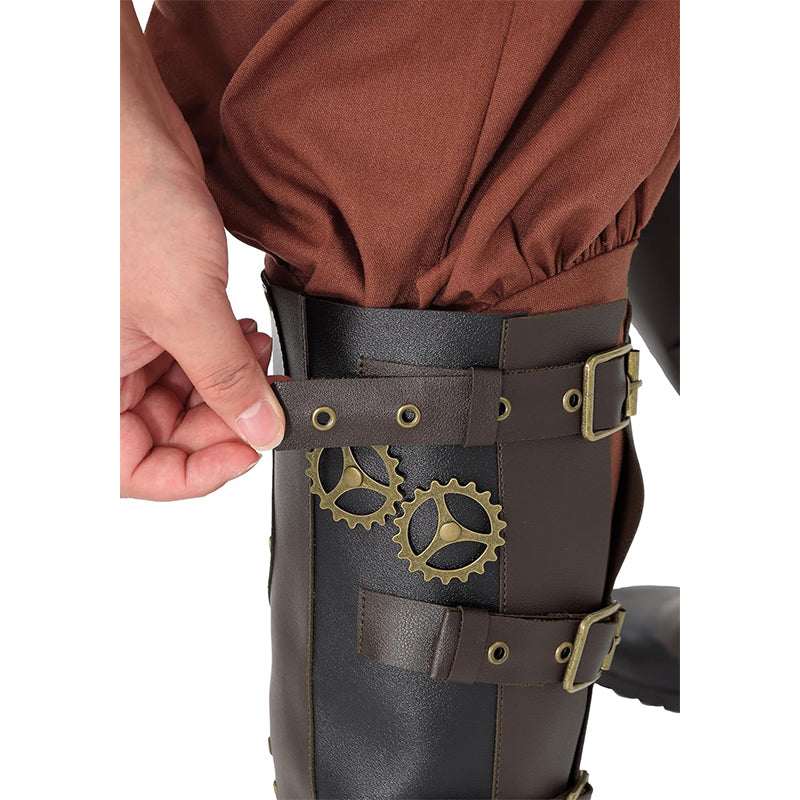 Men Steampunk Boot Covers Renaissance Pirate Leg Armors Leg Guard LARP Cosplay Costume Accessories For Party Daily Wear