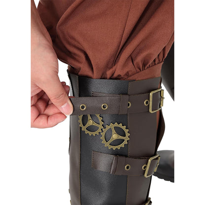 Men Steampunk Boot Covers Renaissance Pirate Leg Armors Leg Guard LARP Cosplay Costume Accessories For Party Daily Wear