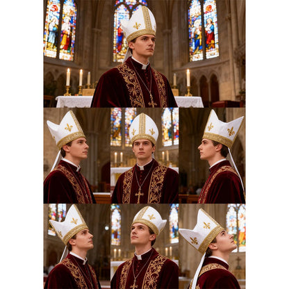 Men Pope Hat Adult Priest Headpiece Catholic Cardinal Cap Cosplay Costume Accessories