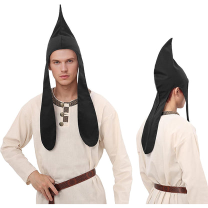 Men Women Medieval Coif Cap Renaissance Hat With Ear Flaps Thracian Cosplay Cap Peasant Hat Cosplay Costume Accessories