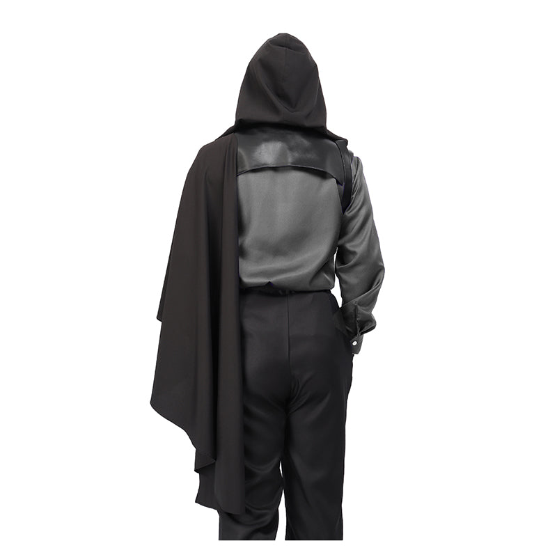 Men Women Medieval Faux Leather Shoulder Chest Armor Black Steampunk Shrug Renaissance Goth Hooded Half Cape For Halloween